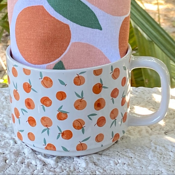 Set of 2 PEACHES 100% Cotton Kitchen Towels Orange White 15 x2 5 in OEKO-TEX - Picture 12 of 12